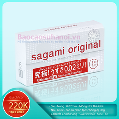 Bao Cao Su Sagami original 0.02mm Siêu Mỏng Non Latex Hộp 6 Chiếc