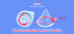 Bao Cao Su Sagami Original 0.02 Quick Màu Xanh Có Dây Rút Đeo Nhanh Hộp 6 Chiếc