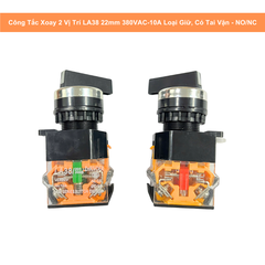 Công Tắc Xoay 2 Vị Trí LA38 22mm 380VAC-10A Loại Giữ, Có Tai Vặn