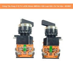 Công Tắc Xoay 2 Vị Trí LA38 22mm 380VAC-10A Loại Giữ, Có Tai Vặn