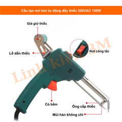 🔥 Mỏ Hàn Tự Động Đẩy Thiếc 220VAC 150W – Tặng Kèm Thiếc | Linh Kiện 3M