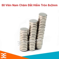 Bộ 50 Viên Nam Châm Đất Hiếm Tròn 8x2mm Không Lỗ