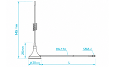 Anten Lora 433MHz Đầu SMA Đực Dây Dài 1.5m
