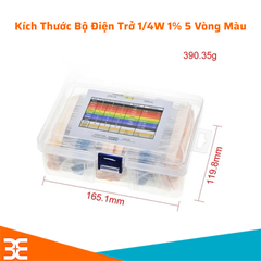 Bộ Điện Trở 1/4W – 130 Giá Trị Từ 1 Ohm Đến 3M Ohm (Sai Số 1%, 5 Vòng Màu)