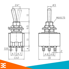 Công tắc gạt 3 vị trí, 9 chân, 5A 250V