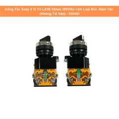 Công Tắc Xoay 2 Vị Trí LA38 22mm 380VAC-10A Loại Giữ, Núm Vặn ( Không Tai Vặn)