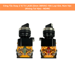 Công Tắc Xoay 2 Vị Trí LA38 22mm 380VAC-10A Loại Giữ, Núm Vặn ( Không Tai Vặn)