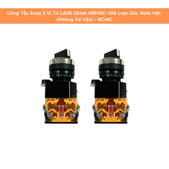 Công Tắc Xoay 2 Vị Trí LA38 22mm 380VAC-10A Loại Giữ, Núm Vặn ( Không Tai Vặn)