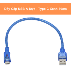 Dây cáp USB type A xanh dương 30cm cổng usb B, mini, micro, type c