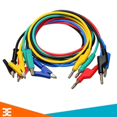 Dây đo kẹp cá sấu sang jack bắp chuối đực 4mm màu đen (3000V, 20A, 1m)
