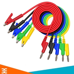 Dây đo kẹp cá sấu sang jack bắp chuối đực 4mm màu đen (3000V, 20A, 1m)
