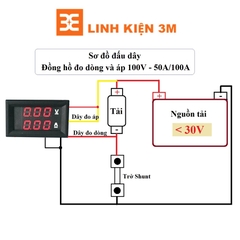 Đồng Hồ Đo Dòng Đo Áp 0-100VDC/100A Có Trở Shunt Đi Kèm