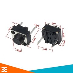 Nút Nhấn 2 Chân Vuông Đen 6x6x5mm