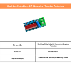 Mạch Lọc Nhiễu Relay RC Absorption / Snubber Protection