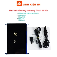 Màn Hình Raspberry 7 Inch HD 1024x600 Cảm Ứng Điện Dung - Tặng Đĩa, Cáp HDMI, Cáp USB