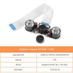 Module Camera OV5647 5 MP Raspberry Pi 70 độ