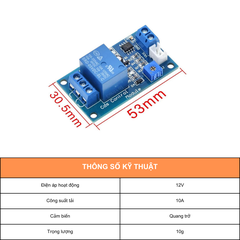 Module XH-M131 điều khiển relay bằng cảm biến ánh sáng 12V