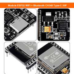 Module ESP32 WIFI + Bluetooth CH340 Type-C 30P
