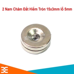 Bộ 2 Viên Nam Châm Đất Hiếm Tròn 15x3mm Có Lỗ