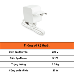 Bộ nguồn, bộ sạc 27W USB-C Raspberry Pi 5