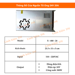 Nguồn Tổ Ong 24V 20A