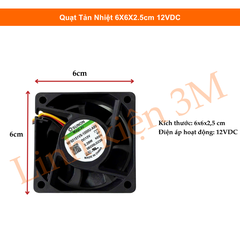 Quạt Tản Nhiệt 6X6X2.5cm 12VDC