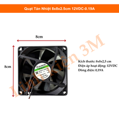 Quạt Tản Nhiệt 8x8x2.5cm 12VDC-0.19A