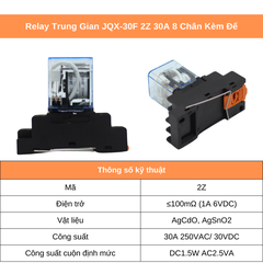 Relay trung gian JQX-30F 2Z 24VDC 30A 8 chân có kèm đế