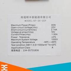 Tấm Pin Năng Lượng Mặt Trời 18V 35W Polysilicon (Khung Nhôm) - 518x457x17mm