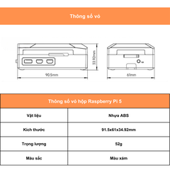 Vỏ Raspberry Pi 5 ABS và tản nhiệt Pi Case With Aluminium Heatsink & PWM Fan