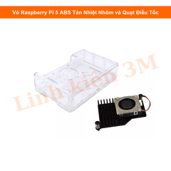Vỏ Raspberry Pi 5 ABS Tản Nhiệt Nhôm và Quạt Điều Tốc