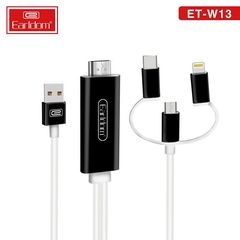 Cáp HDMI 3in1 Earldom W13 ( Độ Phân Giải 4K, Tích Hợp 3 Đầu Lightning, Micro, TypeC )