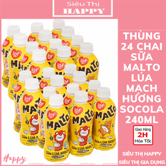 Thùng 24 chai x 240ml Lof Malto sữa lúa mạch hương sôcôla.