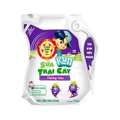 Thùng 24 túi x 110ml sữa KUN trái cây hương nho.