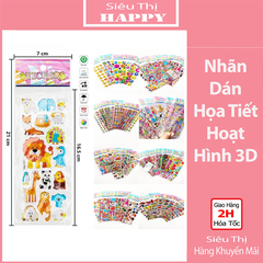 Nhãn dán họa tiết hoạt hình 3D nhiều kiểu độc đáo trang trí sổ tay cho bé - Đồ chơi