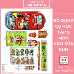 Bộ dụng cụ học tập Siêu Kun mẫu mới 2023 và mẫu 9 món 2022 - QUÀ TẶNG SỮA KUN