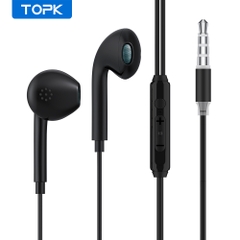 Tai nghe nhét tai TOPK F20 hỗ trợ giảm tiếng ồn và tích hợp microphone và điều khiển âm lượng