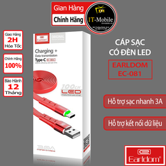 Cáp Sạc Nhanh 3A Có Đèn LED Earldom EC-081 LIGHTNING/ TYPE C