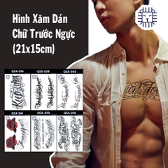 Hình Xăm Dán Tạm Thời Chữ Dán Ngực, Lườn (21x15cm)