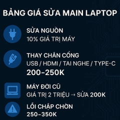 Bảng giá sửa chữa main laptop mới nhất – Sửa nguồn, cổng USB, HDMI