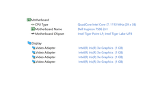 Main Dell Inspiron 5406 7506 2-IN-1 CPU i7-1165G7 2.8GHz 16GB