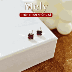 Bông tai titan cỏ 4 lá nhỏ TT156
