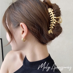 Kẹp tóc càng cua kim loại hình xương cá T4