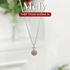 Dây chuyền đính đá nhiều màu mặt tròn Basic CT32