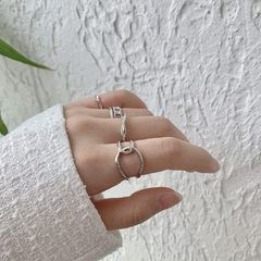 Set nhẫn mắt xích unisex cá tính D111