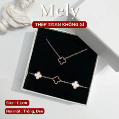 Bộ trang sức Thép Titan không gỉ cỏ bốn lá + Hộp SET33