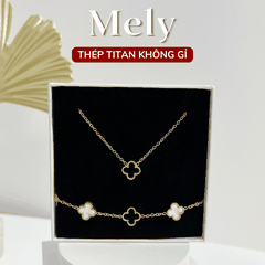 Bộ trang sức Thép Titan không gỉ cỏ bốn lá + Hộp SET33