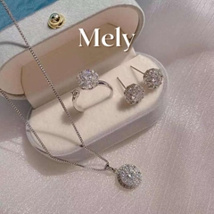 Bộ trang sức dây chuyền bông tai zircon đá xoay cao cấp SET10 VV34-1 VV34-2 VV34-3