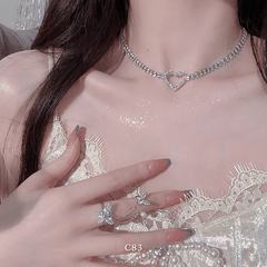 Vòng cổ choker đính đá cao cấp hình tim phụ kiện trang sức  C83