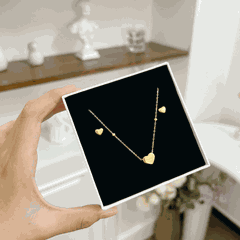 Bộ trang sức  Thép Titan không gỉ hình Tim +Hộp SET38